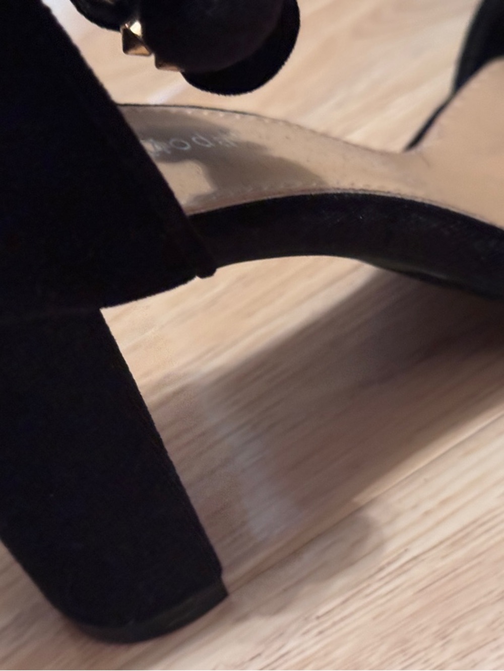 Black Studded Block Heel Sandals - Picture 7 of 8